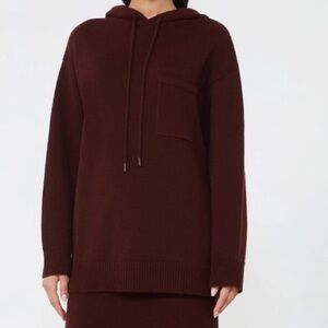 Max Mara 100% Pura Lana Vergine Woolmark Wool Red hoodie Size XL